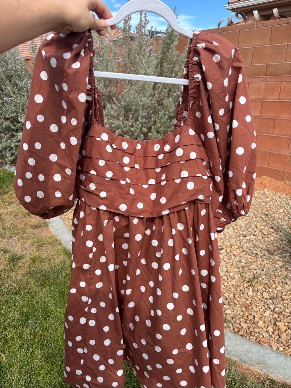 Abercrombie and fitch Polka Dot Puff Sleeve Dress - Brown/White